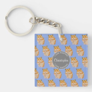 Porte-clés Blue I love Hamsters Hamster Motif