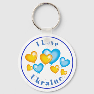 Porte-clés Blue Jaune Coeurs I Love Ukraine
