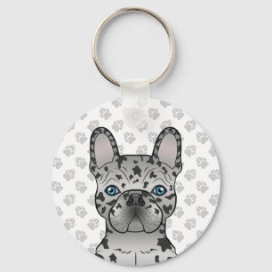 Porte-clés Blue Merle French Bulldog / Frenchie Cartoon Chien