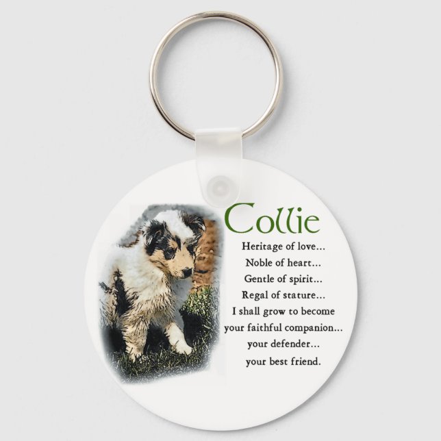 Porte-clés Blue Merle Rough Collie Cadeaux (Recto)