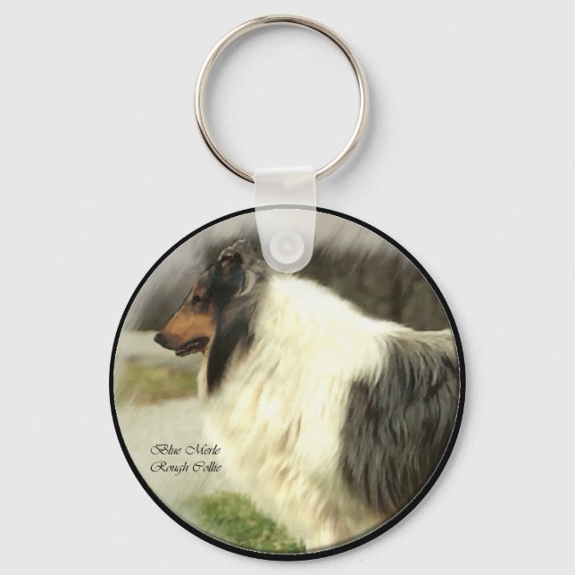 Porte-clés Blue Merle Rough Collie Cadeaux Art (Recto)