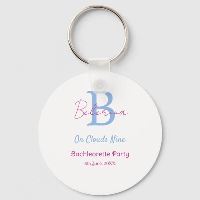 Porte-clés blue pink on clouds nine monogram bachelorette par (Recto)