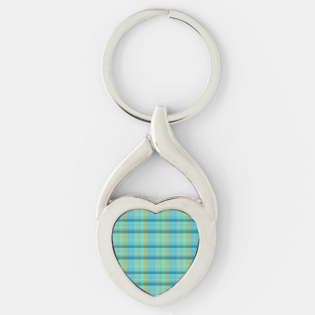 Porte-clés Blue Plaid par Shirley Taylor (Devant)
