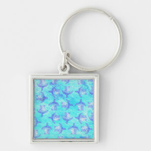 Porte-clés Blue Sea Turtle Print