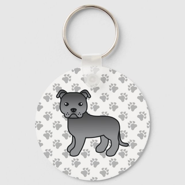 Porte-clés Blue Staffordshire Bull Terrier mignon Dessin Cari (Recto)