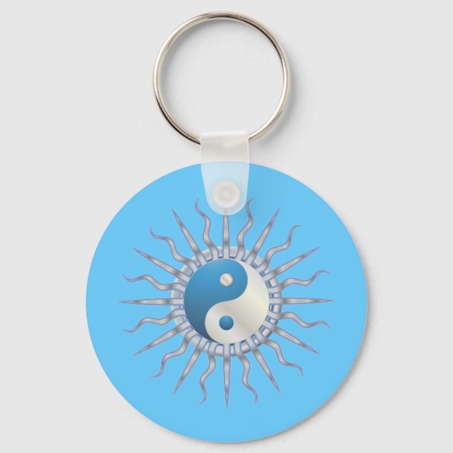 Porte-clés Blue Starburst Yin Yang (Recto)
