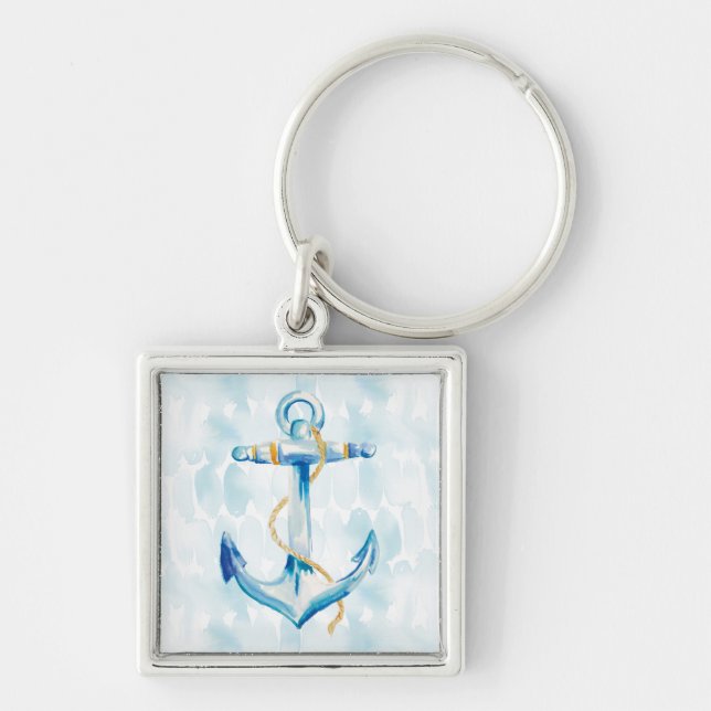Porte-clés Blue Watercolor Anchor (Devant)