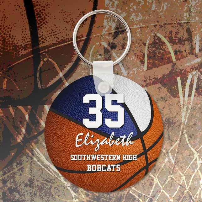 Porte-clés Blue white équipe couleurs filles garçons basketba (Créateur téléchargé)