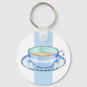 Porte-clés Blue White Teacup Porte - clé bleu