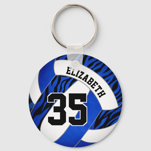 Porte-clés blue with zebra stripes accent girls volleyball (Recto)