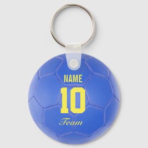 Porte-clés Blue Yellow Team Soccer Ball Nom personnalisé