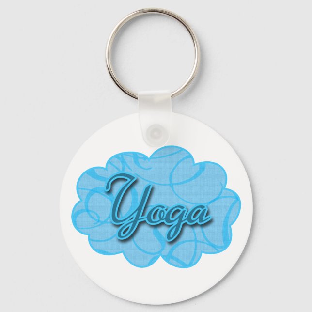 Porte-clés Blue Yoga Design fleuri (Recto)