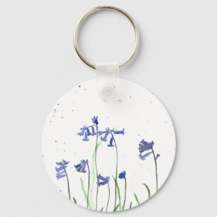 Porte-clés Bluebells aquarelle bleu fleurs nature
