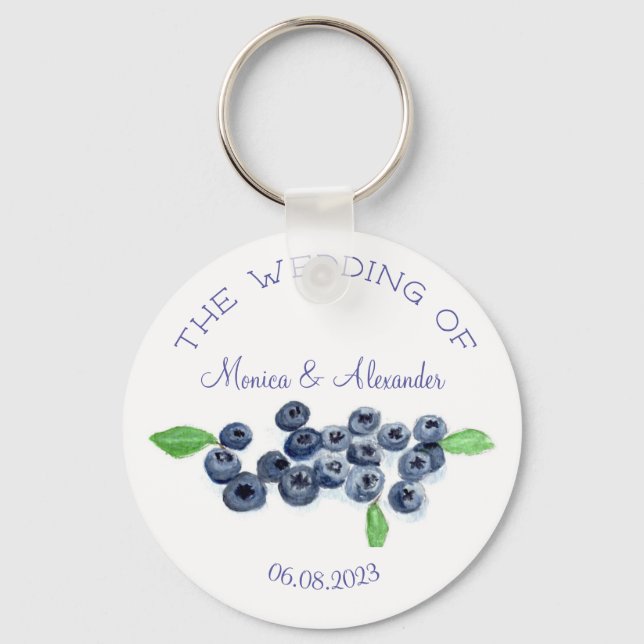 Porte-clés Blueberries Fruits de bleuets Fruits de mariage (Recto)