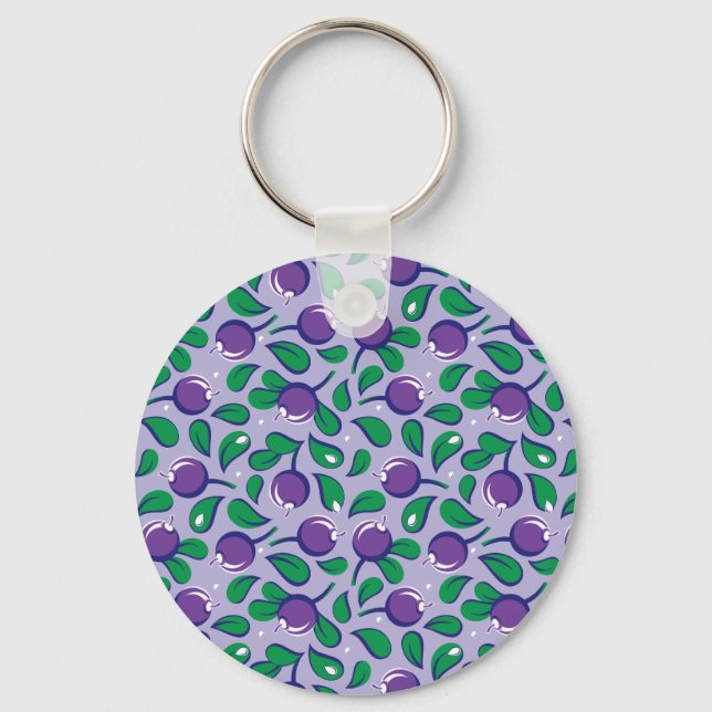 Porte-clés Blueberries pattern (on lilac background) (Recto)