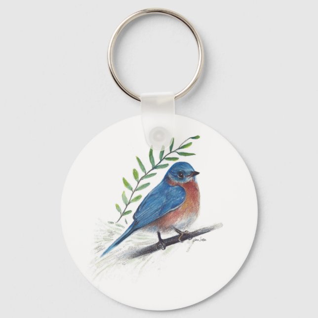 Porte-clés Bluebird Bird Art Keychain (Recto)
