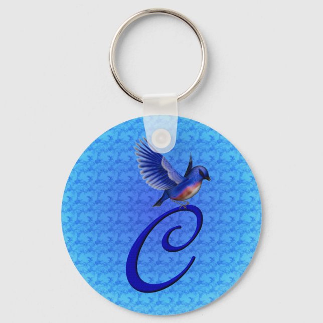 Porte-clés Bluebird Elégant Monogramme Initiale C (Recto)