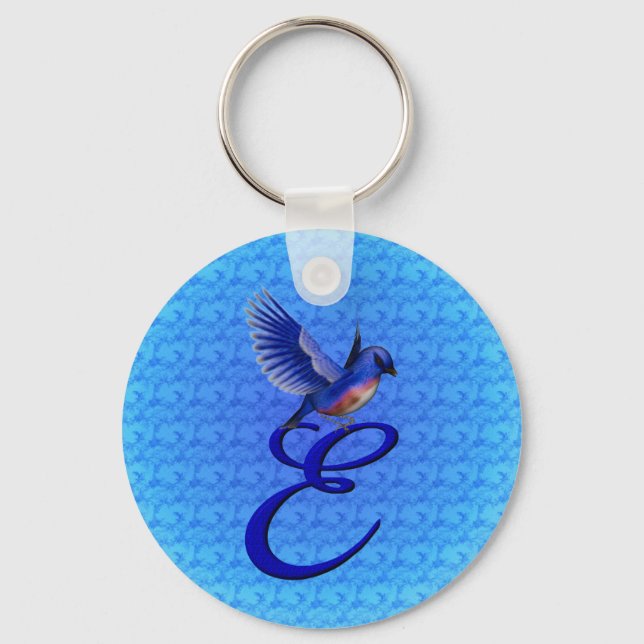 Porte-clés Bluebird Elegant Monogramme Initiale E (Recto)