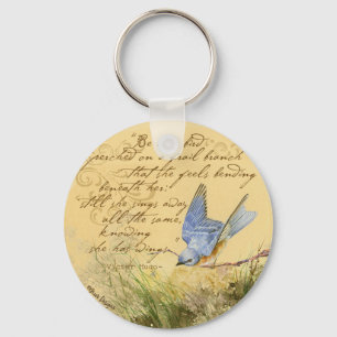 Porte-clés Bluebird on Branch & Victor Hugo Quote