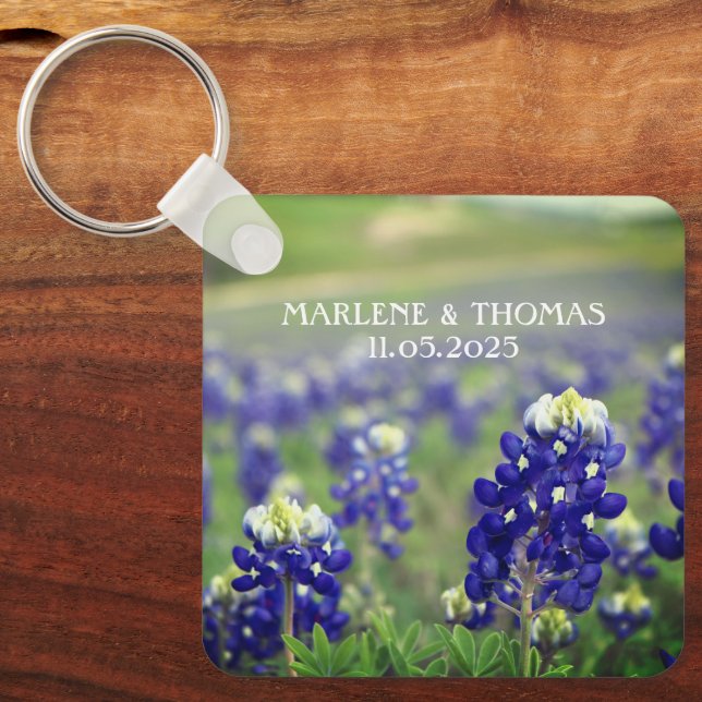 Porte-clés Bluebonnets Blue Flowers Texas Floral Mariage (Recto)