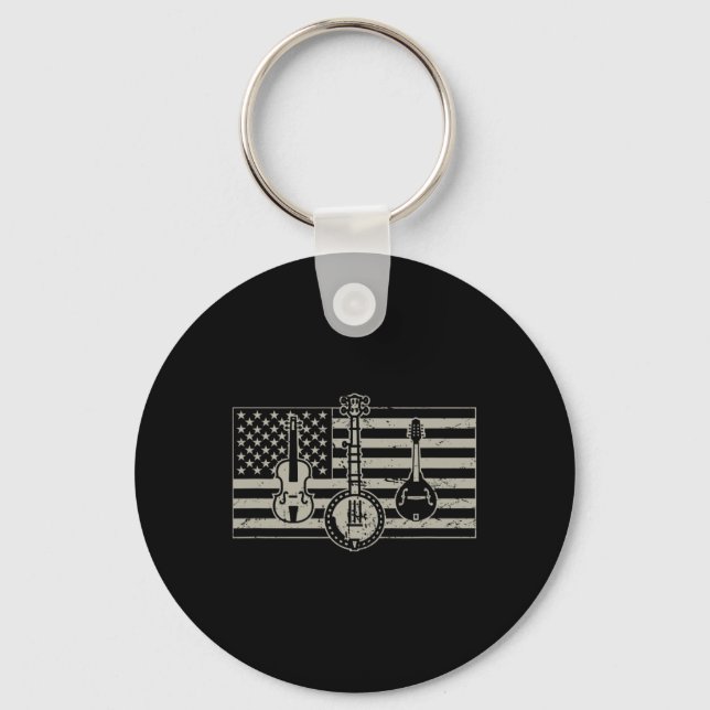 Porte-clés Bluegr Drapeau Usa Guitare Banjo Mandoline  (Recto)