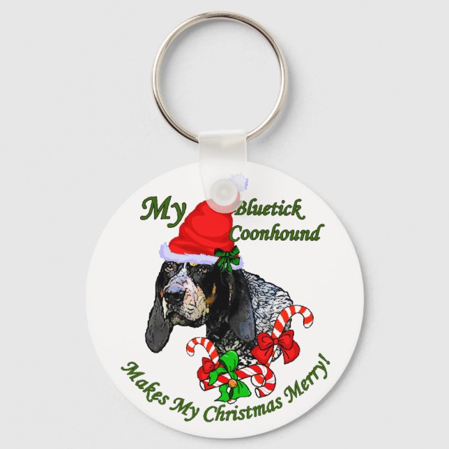 Porte-clés Bluetick Coonhound cadeaux de Noël (Recto)