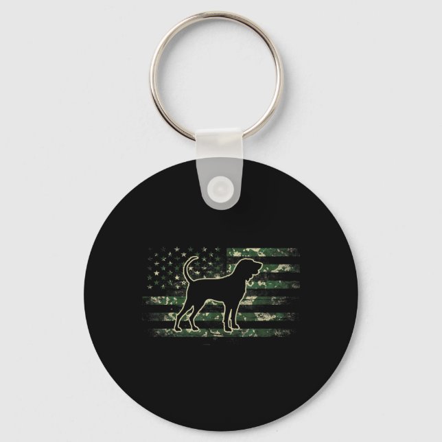Porte-clés Bluetick Coonhound Camouflage Drapeau Américain US (Recto)