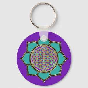 Porte-clés Blume des Lebens Lotus - türkis / violet