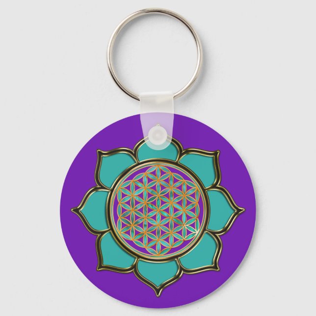 Porte-clés Blume des Lebens Lotus - türkis / violet (Recto)