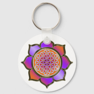 Porte-clés Blume des Lebens Lotus - violet orange / trans.