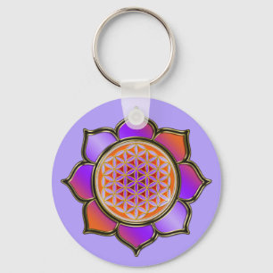 Porte-clés Blume des Lebens Lotus - violet orange / violet