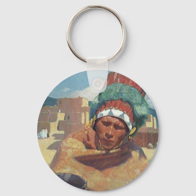 Porte-clés Blumenschein, Portrait d'Indien Amérindien de Taos (Recto)