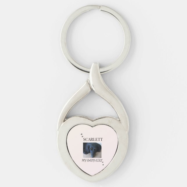 Porte-clés Blush Heart Pet Photo with Paw Prints (Devant)