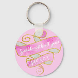 Porte-clés Blush Rose Pailleté Doré Paillettes Cœur Féminin