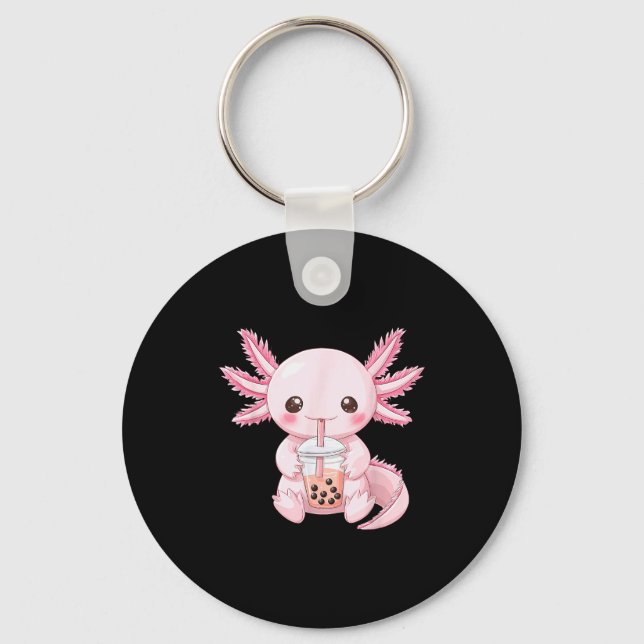 Porte-clés Boba Kawaii Anime Axolotl  (Recto)