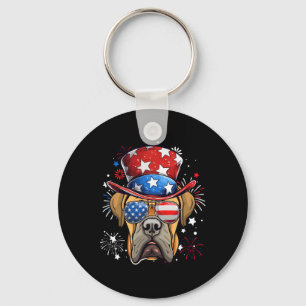 Porte-clés Boerboel Patriotique Drapeau États-Unis 4 Juillet