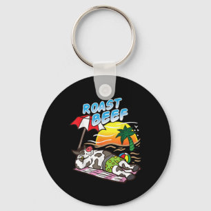 Porte-clés Boeuf Rôti Vache Bronzant À La Plage Bbq Viande Dr