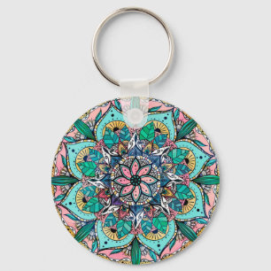 Porte-clés Bohème coloré aquarelle Floral Mandala