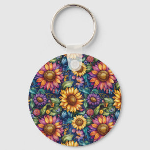 Porte-clés Bohème Floral Dreamscape Vibrant Motif