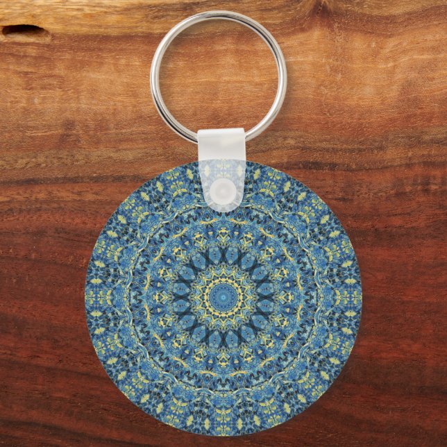 Porte-clés Boho Abstrait Groovy Van Gogh Nuit Étoilée Mandala (Recto)
