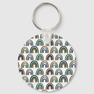 Porte-clés Boho Arc-en-ciel Bleu Vert et Marron