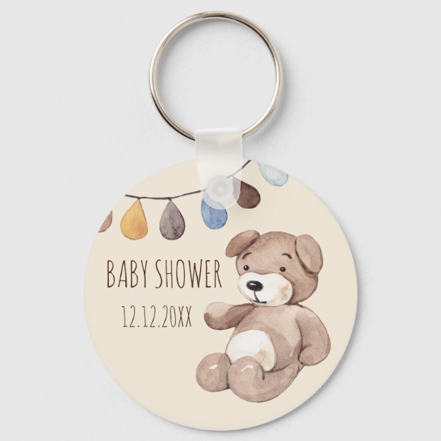 Porte-clés Boho Baby Aquarelle Ours Beige porte - clé (Recto)