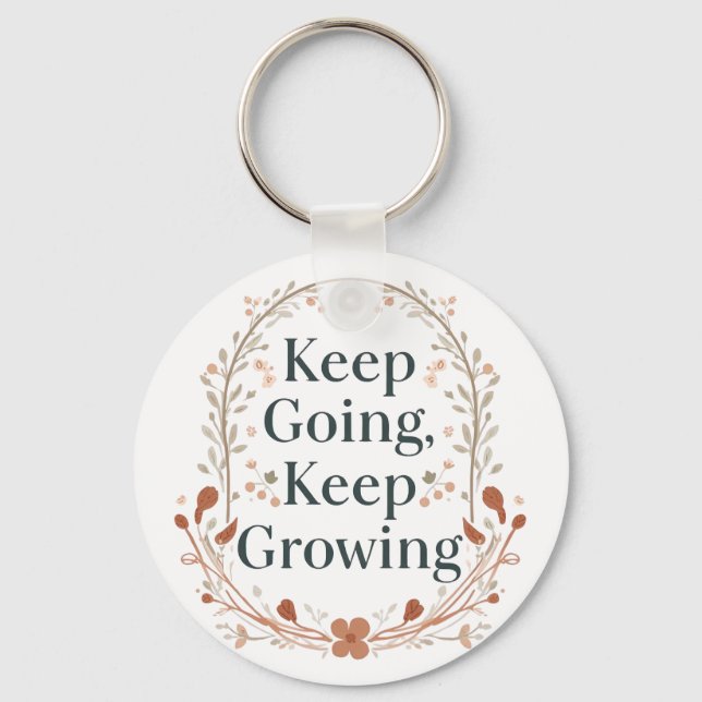 Porte-clés Boho Botanical "Keep Growing" Motivational Graphic (Recto)