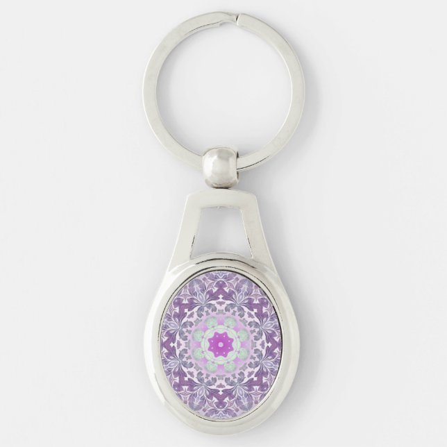 Porte-clés Boho chic bohème lilas violet mandala (Devant)