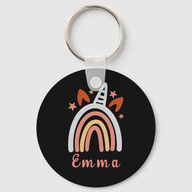 Porte-clés Boho Girly Rainbow Avec Nom Personnalisé (Recto)