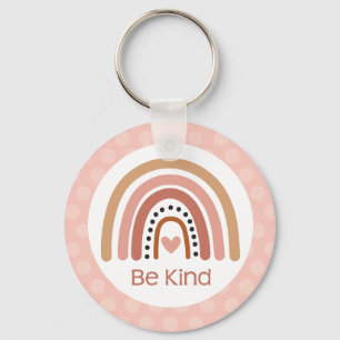 Porte-clés Boho Muted Rainbow Be Kind Inspirational Citation