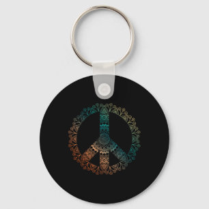 Porte-clés Boho neutre yoga mandala orné signe de paix hippie
