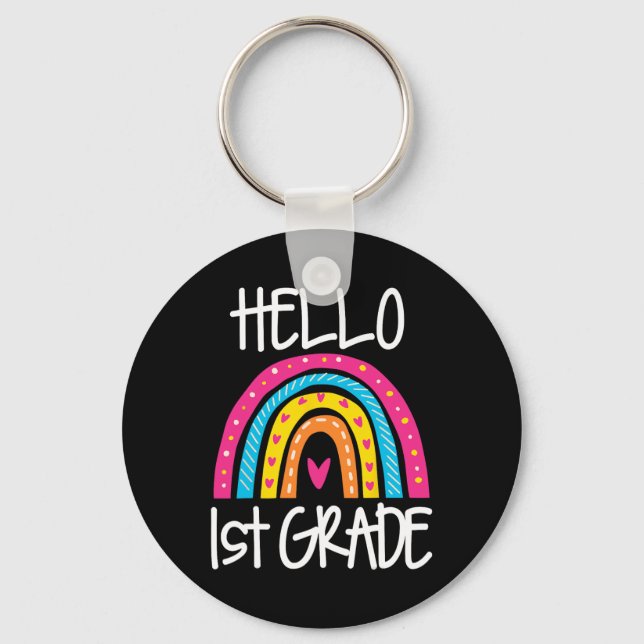Porte-clés Boho Rainbow Bonjour 1ère année école de premier j (Recto)