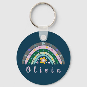 Porte-clés Boho Rainbow tendance avec nom personnalisé