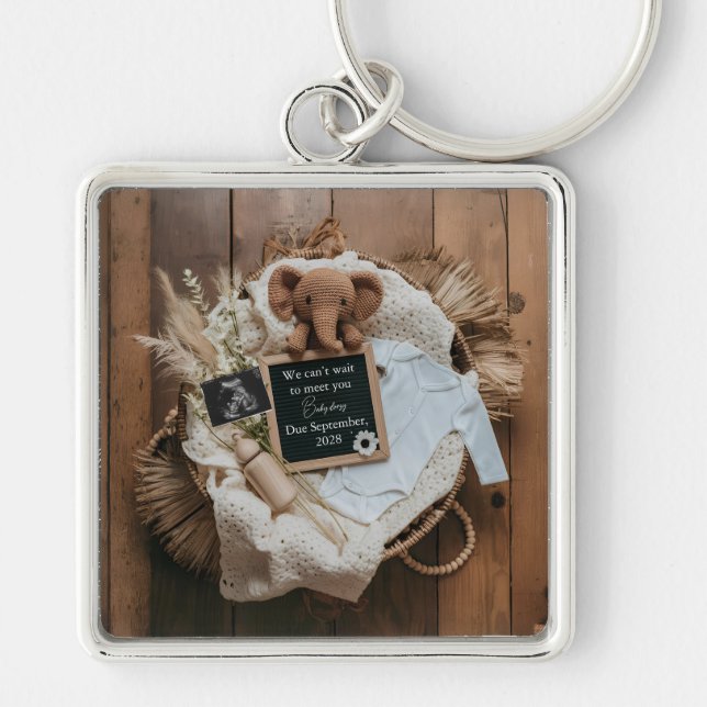 Porte-clés boho rustic pregnancy announcement keepsake  (Devant)